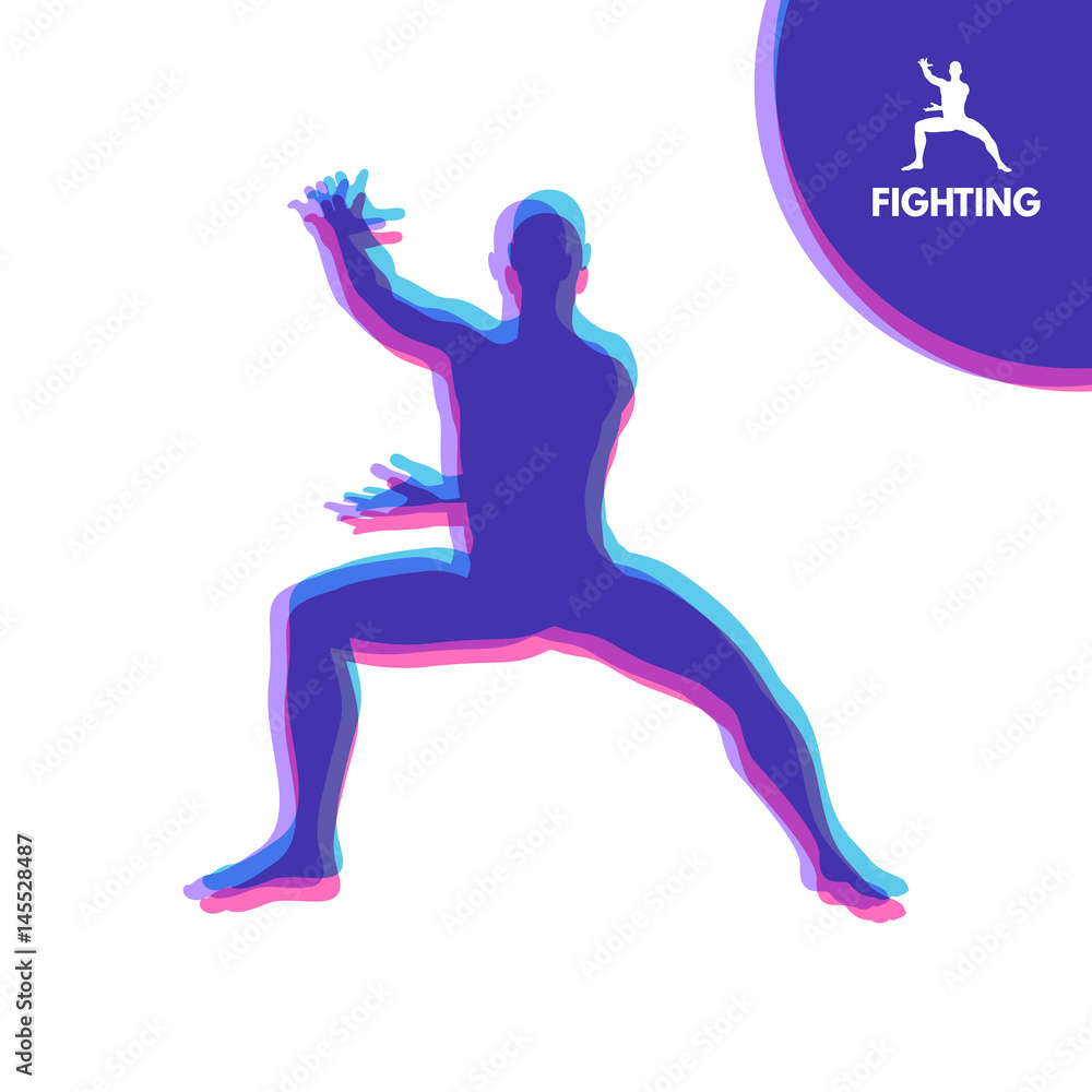 Fighter. Human Body. Sport Symbol. Design Element. Martial Arts. Vector Illustration.