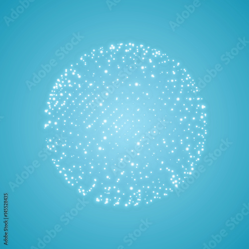 Sphere. Digital connections. 3D grid design. Abstract vector illustration.