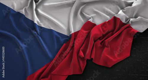 Czech Republic Flag Wrinkled On Dark Background 3D Render