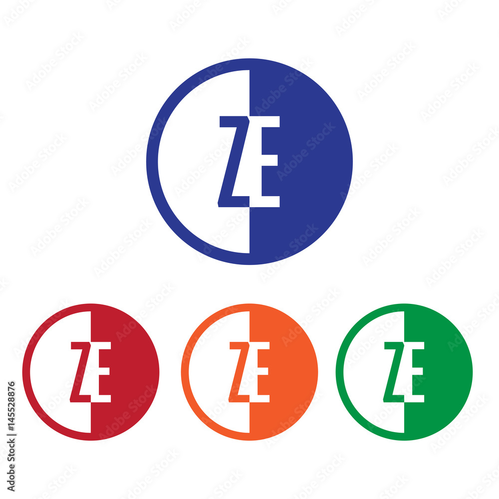 ZE initial circle half logo blue,red,orange and green color ZE initial circle half logo blue,red,orange and green color