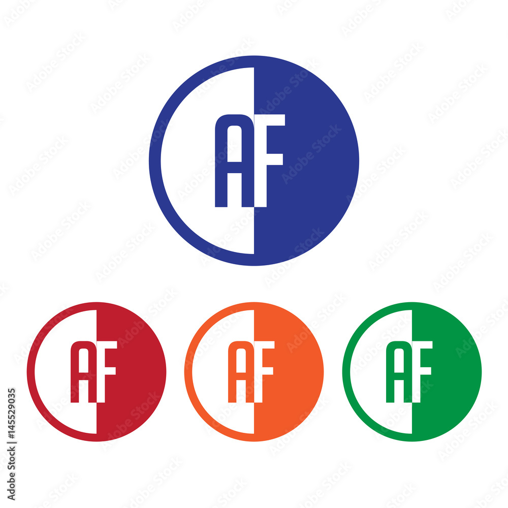 AF initial circle half logo blue,red,orange and green color AF initial circle half logo blue,red,orange and green color