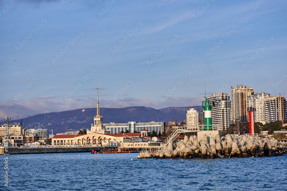 View of seaport in Sochi. RUSSIA