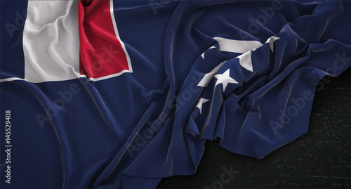 French Southern Flag Wrinkled On Dark Background 3D Render photo