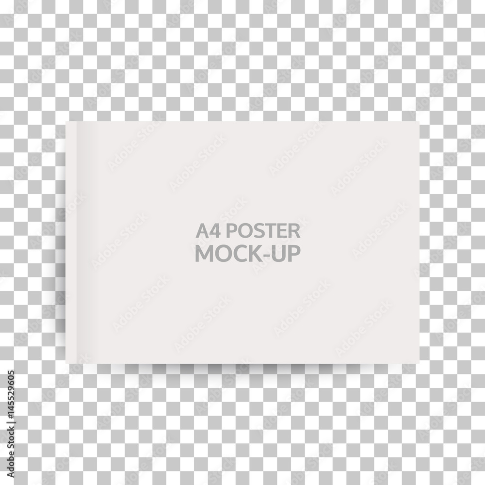 A4 sized mockup of a landscape-oriented magazine or catalogue. Blank sheet of paper. Element for advertising and promotional message. 3d vector illustration for your design. A4 sized mockup of a landscape-oriented magazine or catalogue. Blank sheet of paper. Element for advertising and promotional message. 3d vector illustration for your design.