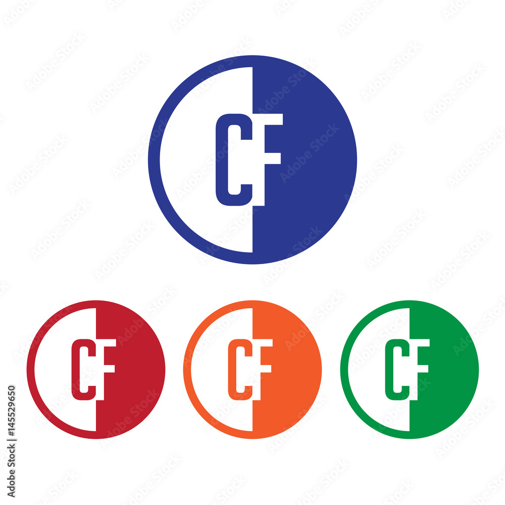 CF initial circle half logo blue,red,orange and green color CF initial circle half logo blue,red,orange and green color