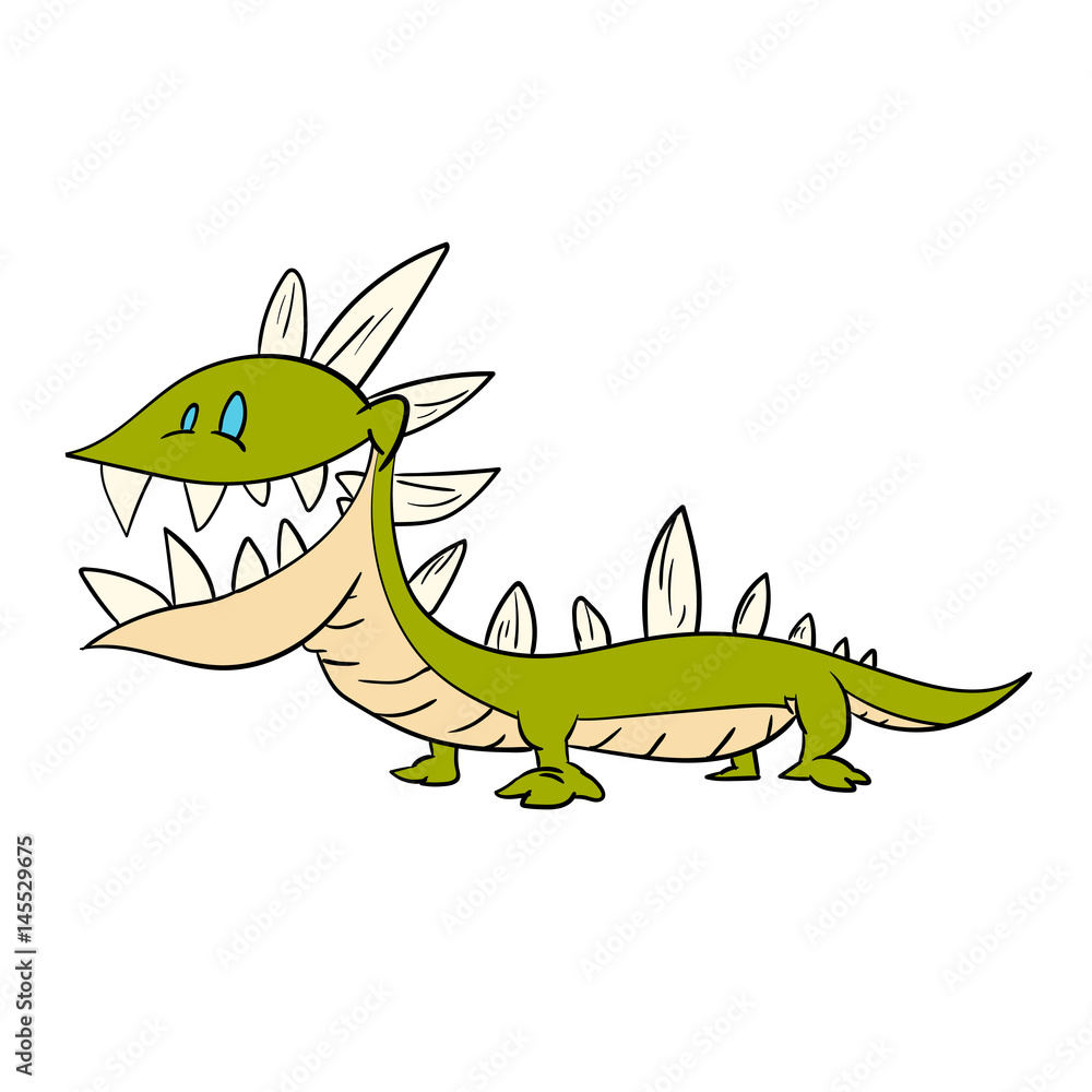 Obraz premium Colorful vector illustration of a cartoon green smiling lizard
