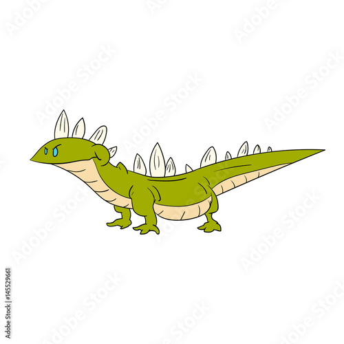 Colorful vector illustration of a cartoon green smiling lizard