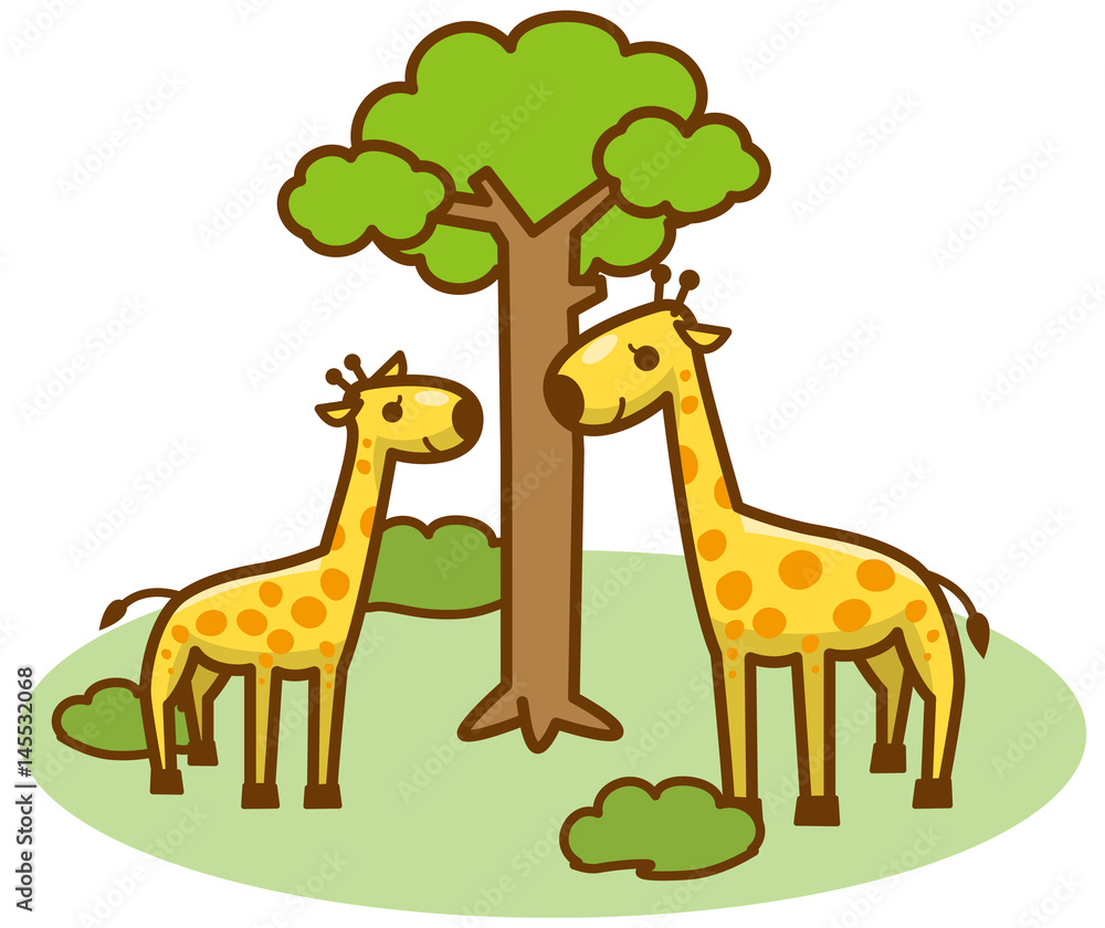 Fototapeta premium Żyrafa i łąka