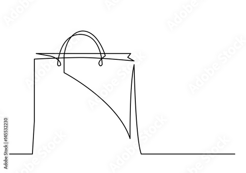 continuous line drawing of shopping bag