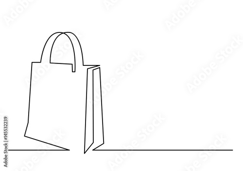 continuous line drawing of shopping bag