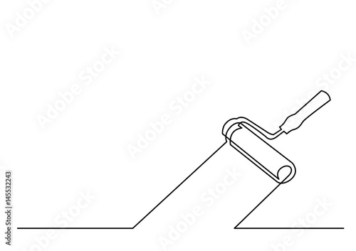 continuous line drawing of paint roller