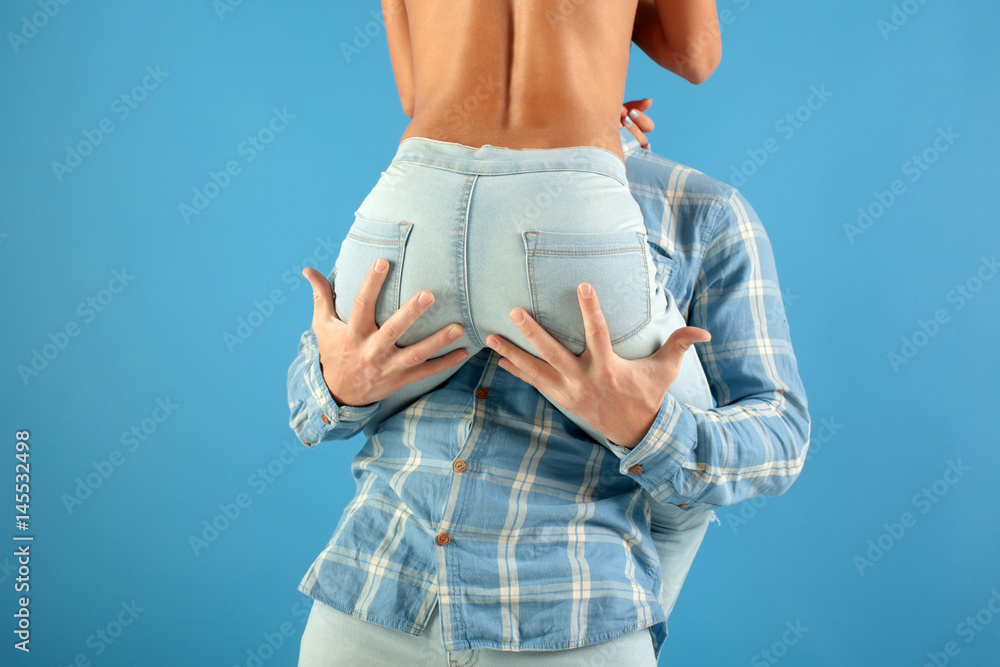 Foto de pretty women 's ass in tight jeans do Stock