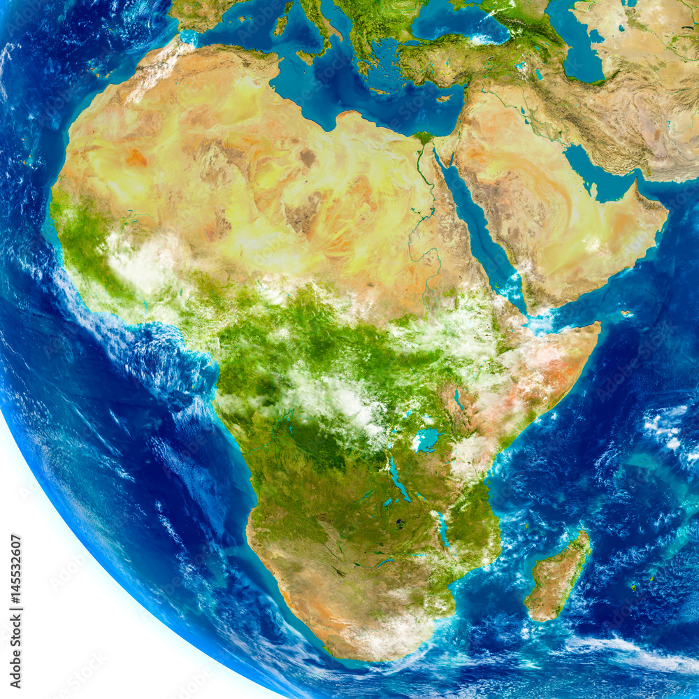 Africa on physical globe