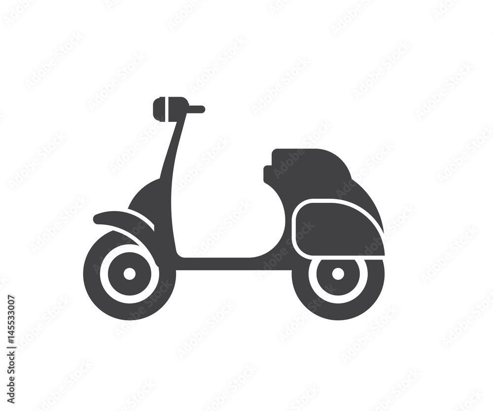 Motor scooter icon. Small motorcycle or moped logo in outline design.  Motorbike logotype or label vector illustration. Stock Vector | Adobe Stock