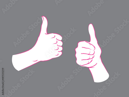 Gesture. Like sign. Two female hands with thumbs up.