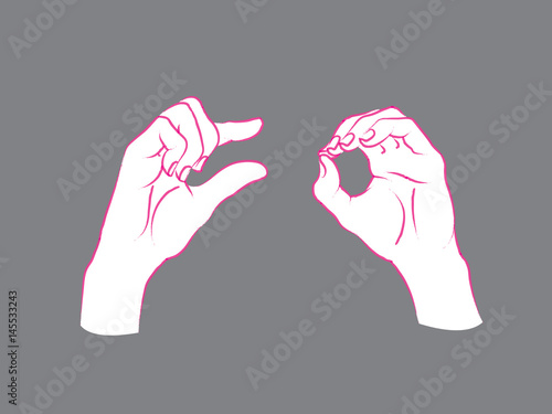 Gesture. A little bit sign. Two female hands showing a few of something. 