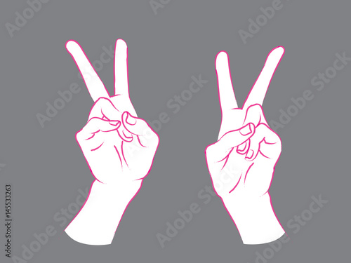 Gesture. V sign by hands.