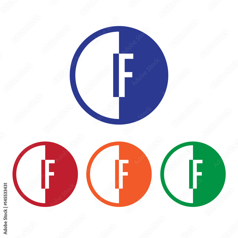 IF initial circle half logo blue,red,orange and green color IF initial circle half logo blue,red,orange and green color