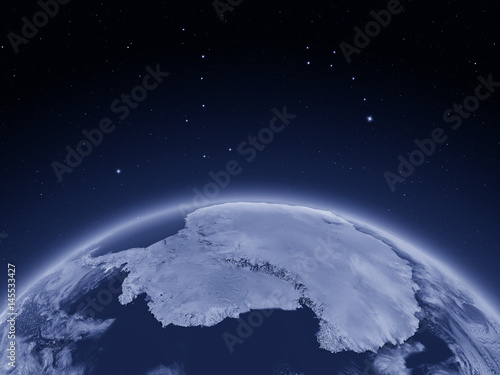 Fototapeta Naklejka Na Ścianę i Meble -  Antractic from space at night