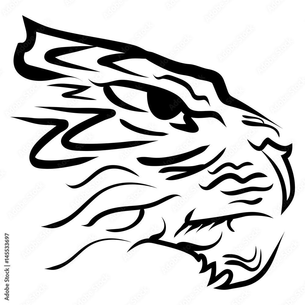 stylized image tiger head Vector illustration.