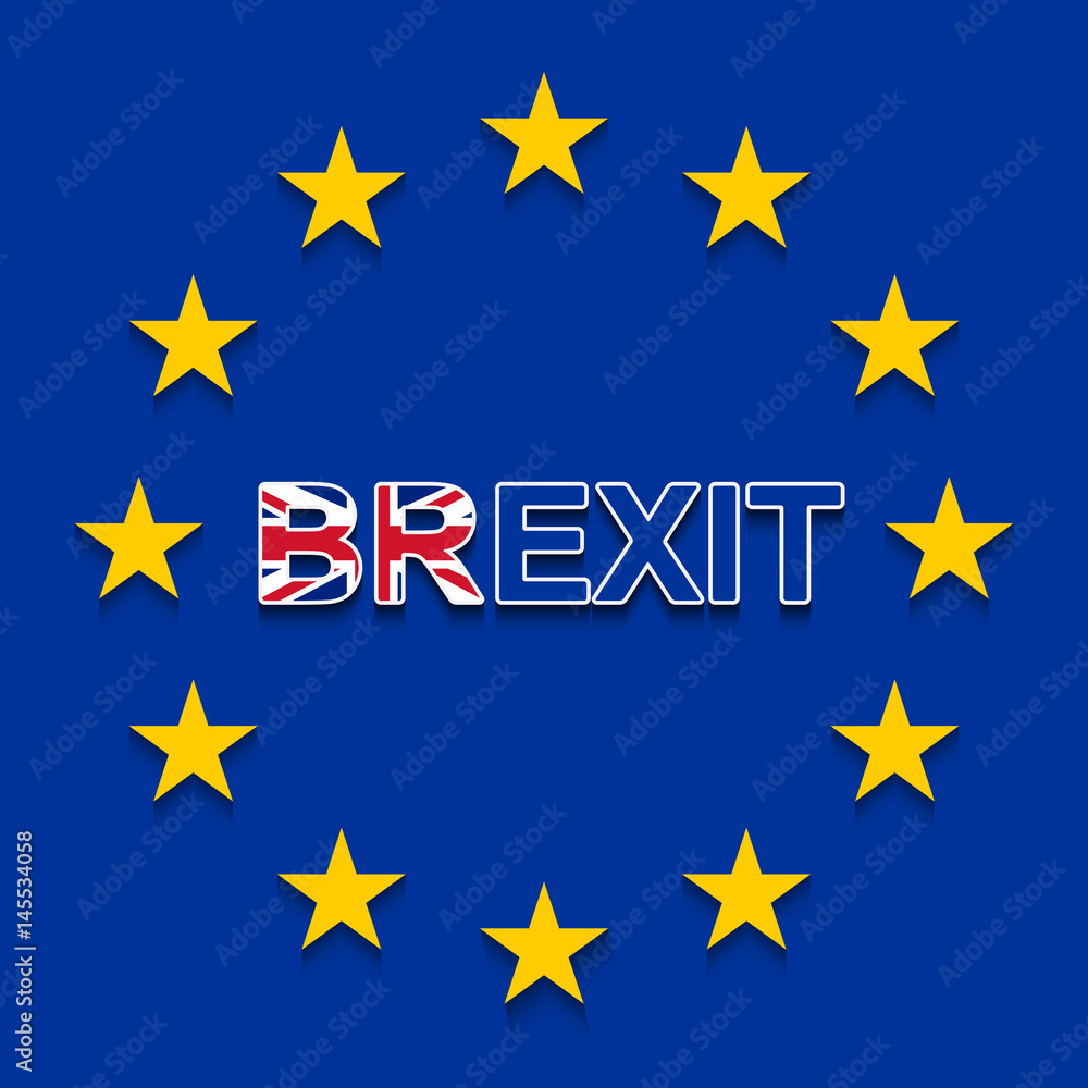 BREXIT on the EU flag - UK's withdrawal from the EU. Vector illustration. EPS10 BREXIT on the EU flag - UK's withdrawal from the EU. Vector illustration. EPS10