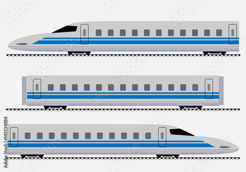 Bullet Train or Passenger express train Vector illustration 
