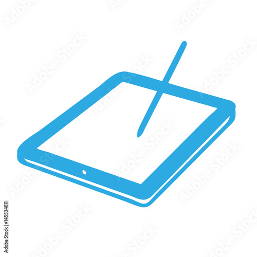 Handgezeichneter Tablet-PC in blau