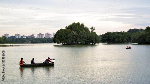 Putrajaya, Malaysia-3 April 2017: Sports activities kayak is one of the focal point of activities on Lake Watland here every evening and holidays.