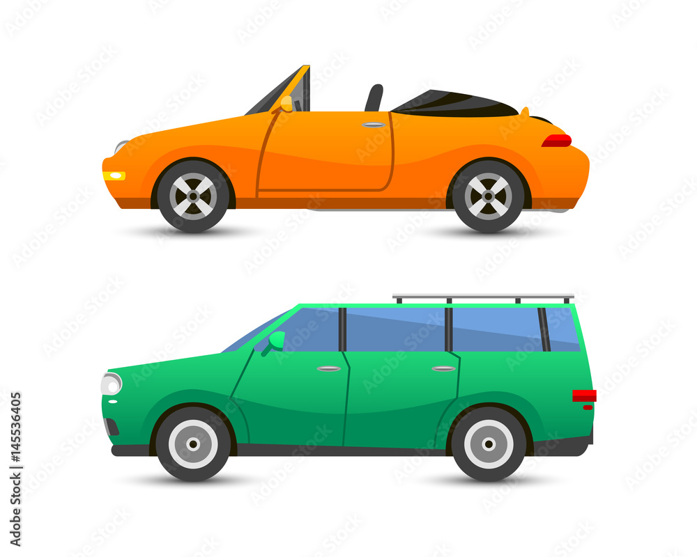 Flat car vehicle type design sign technology style vector generic classic business illustration isolated.