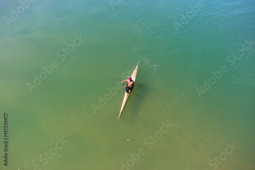 Canoe Paddler Paddling River Overhead