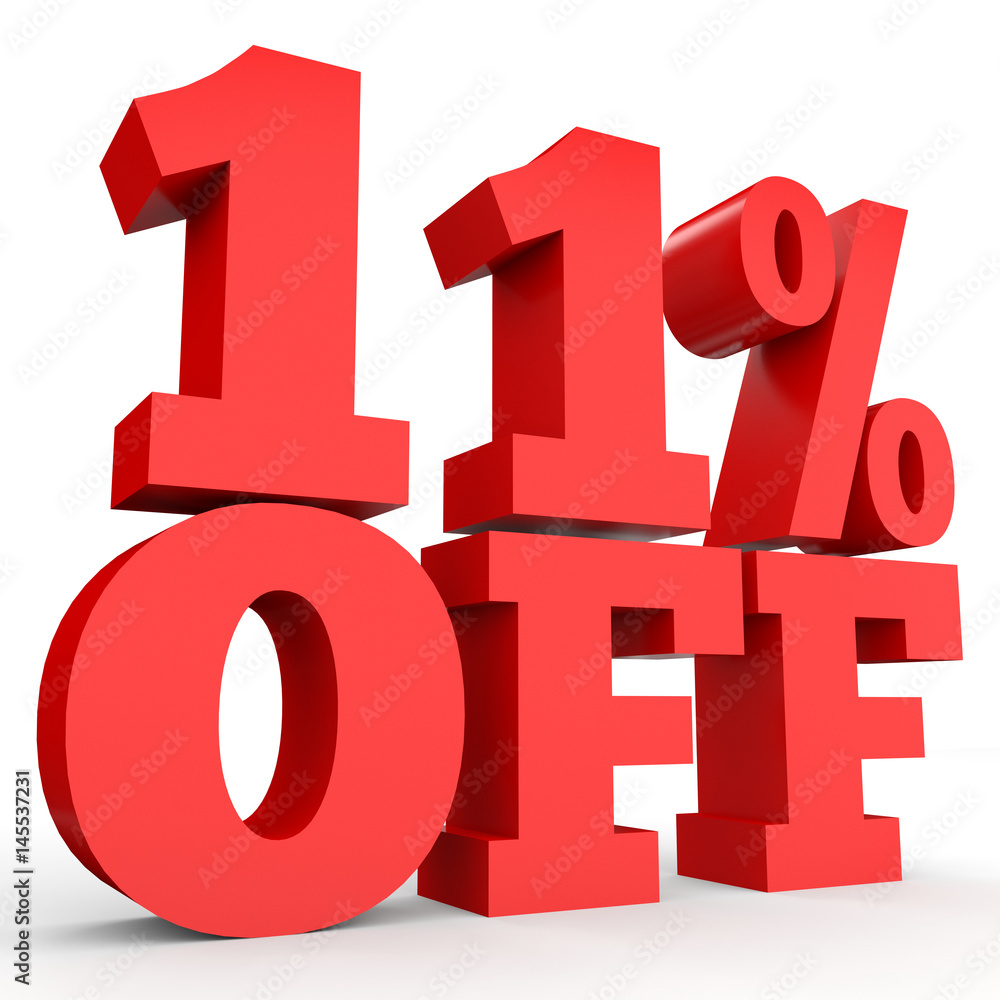 Eleven percent off. Discount 11 %. Eleven percent off. Discount 11 %.