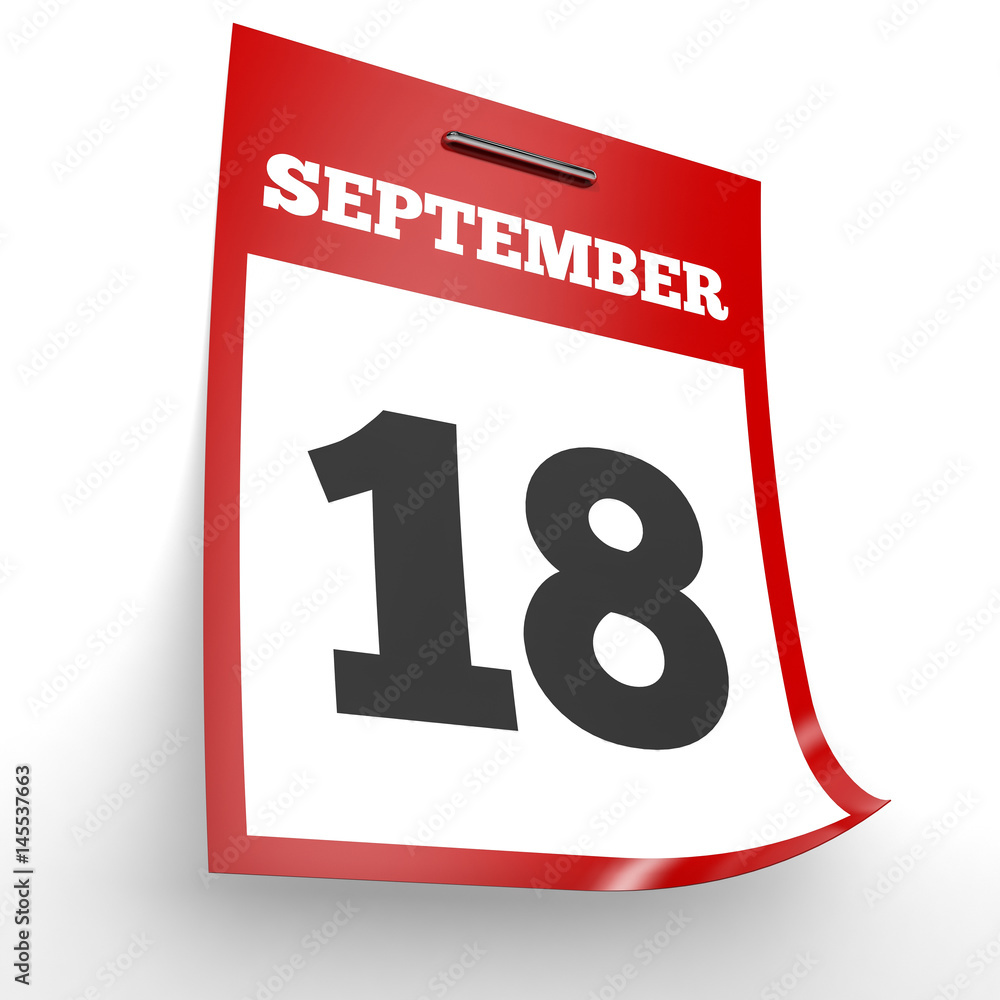 September 18. Calendar on white background. September 18. Calendar on white background.