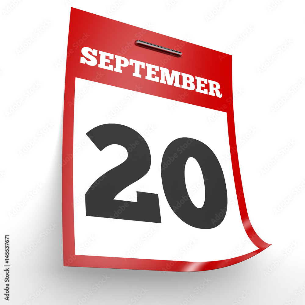 September 20. Calendar on white background. September 20. Calendar on white background.
