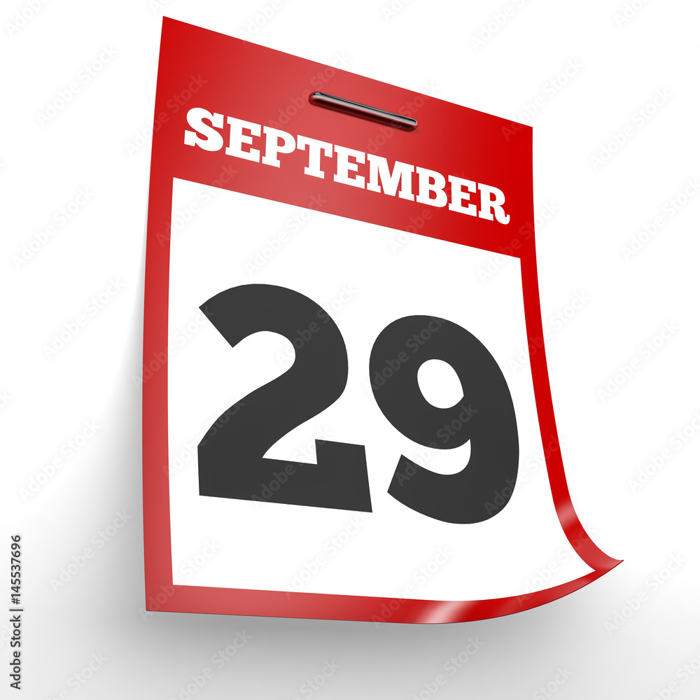 September 29. Calendar on white background. September 29. Calendar on white background.