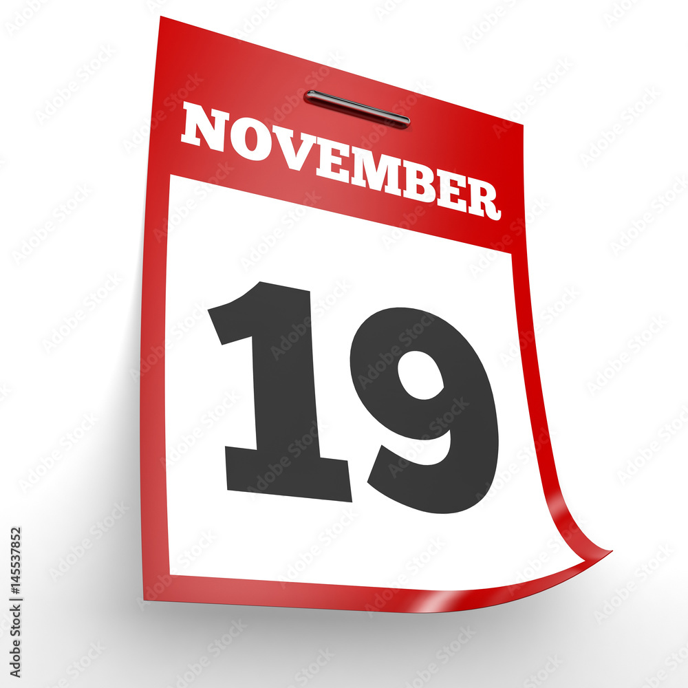 November 19. Calendar on white background. November 19. Calendar on white background.