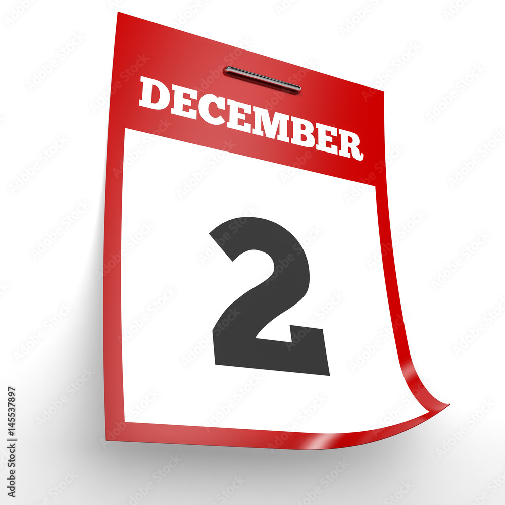 December 2. Calendar on white background. December 2. Calendar on white background.