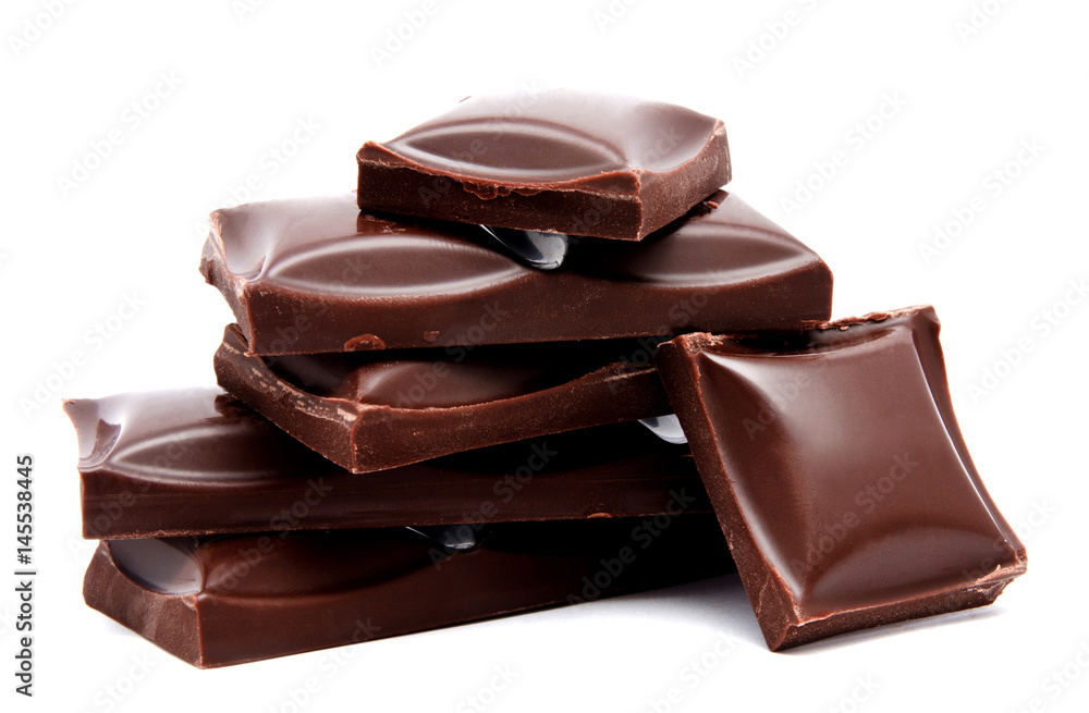 Dark chocolate bars stack isolated Dark chocolate bars stack isolated