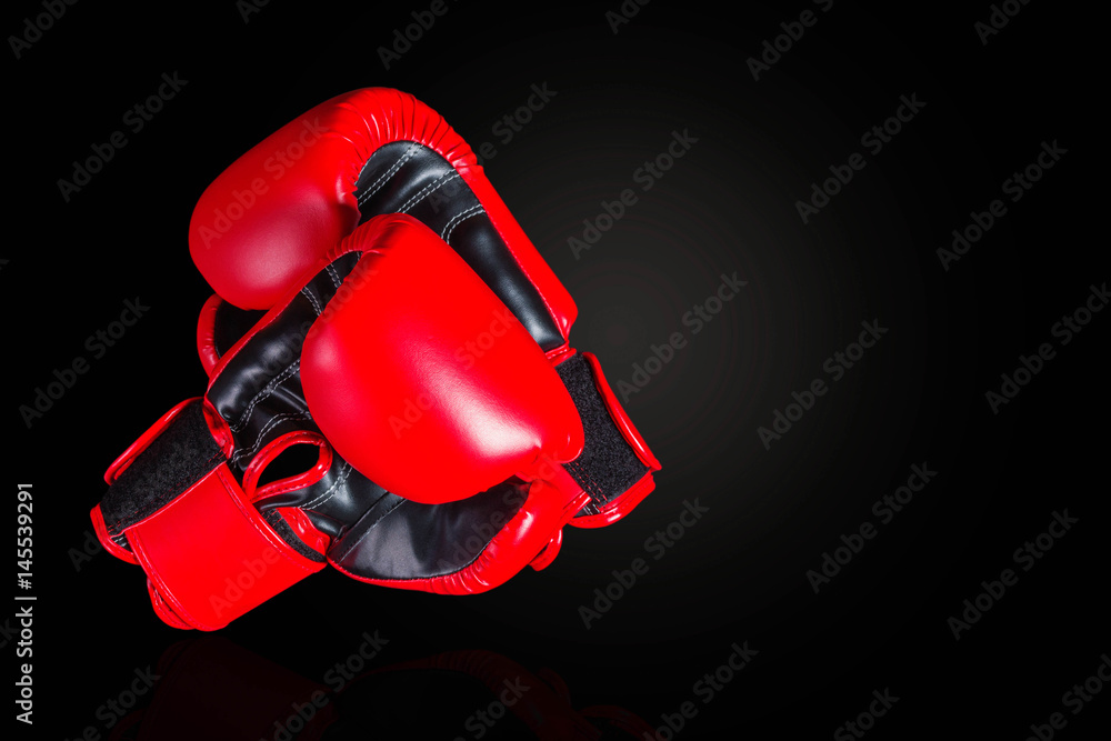 boxing gloves on black background.