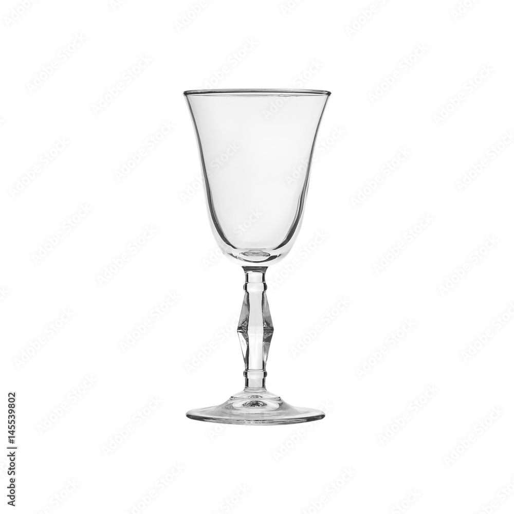 Obraz premium Glass transparent empty glass for drinks, isolated on white background.