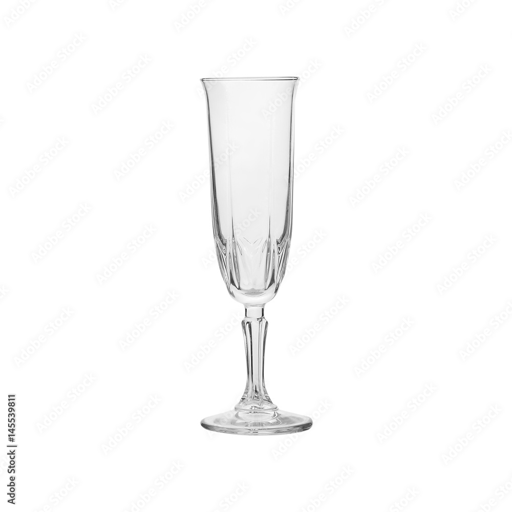 Glass transparent empty glass for drinks, isolated on white background.