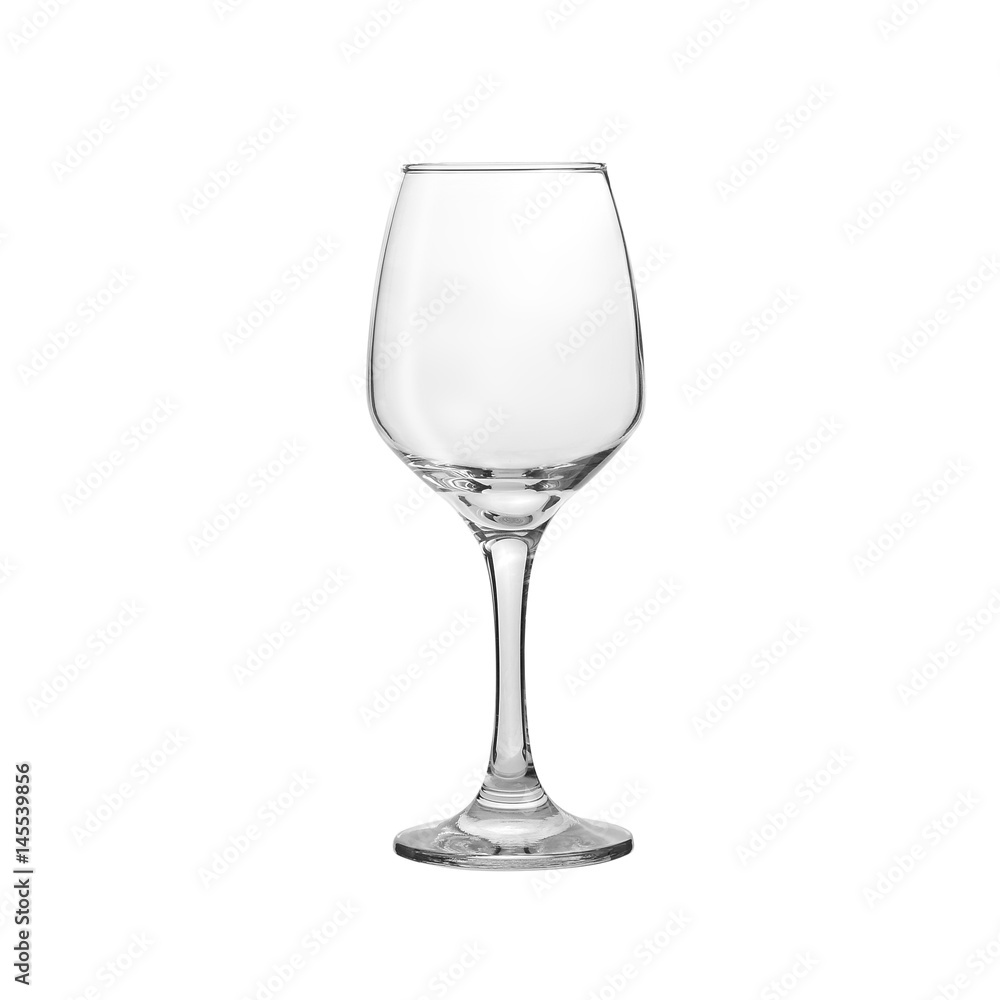 Glass transparent empty glass for drinks, isolated on white background.