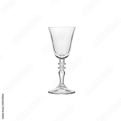Glass transparent empty glass for drinks, isolated on white background.