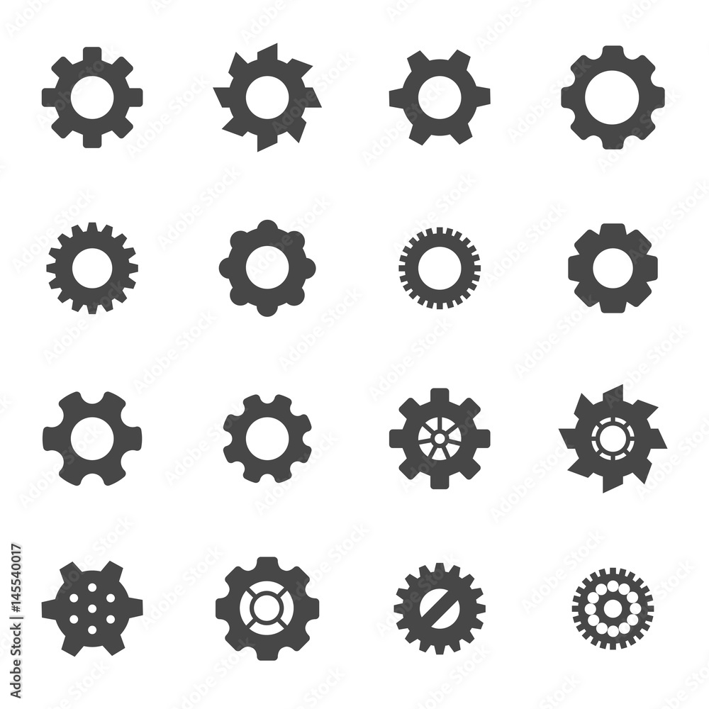Vector black gear icons set Vector black gear icons set