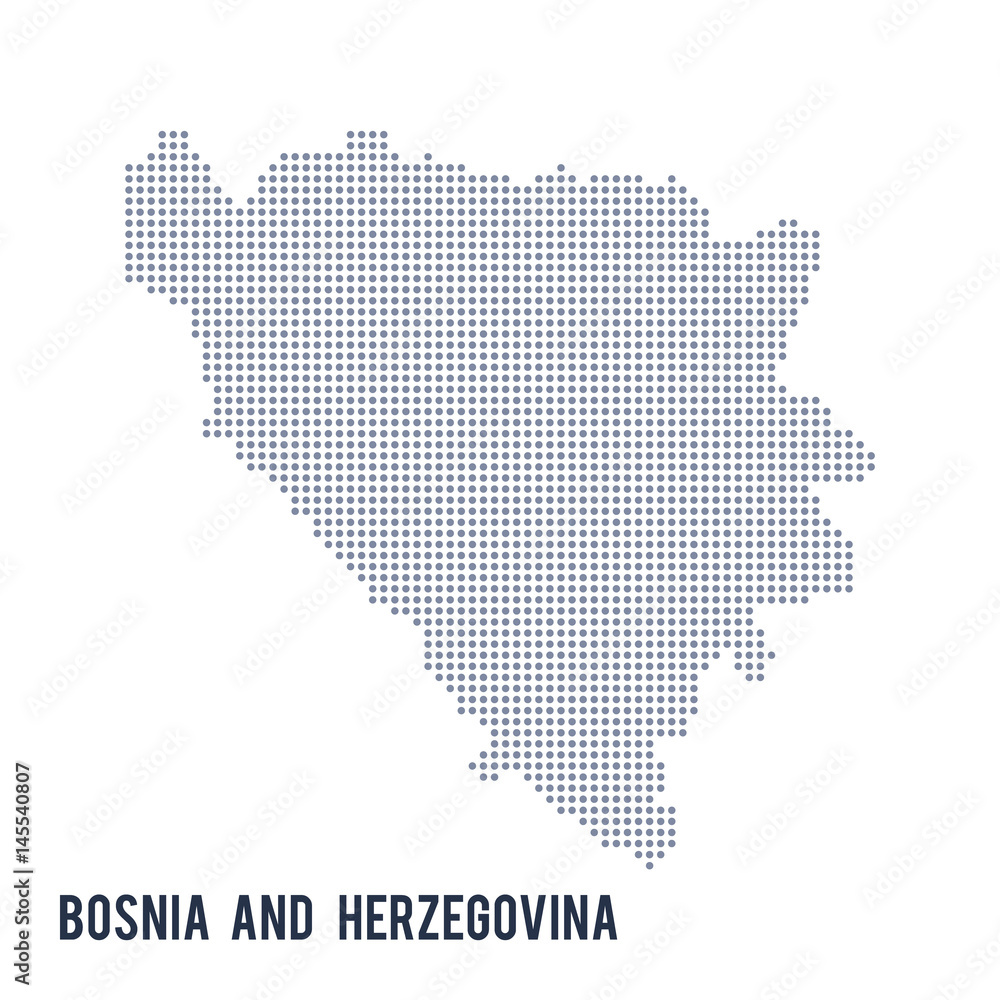 Vector dotted map of Bosnia and Herzegovina isolated on white background .