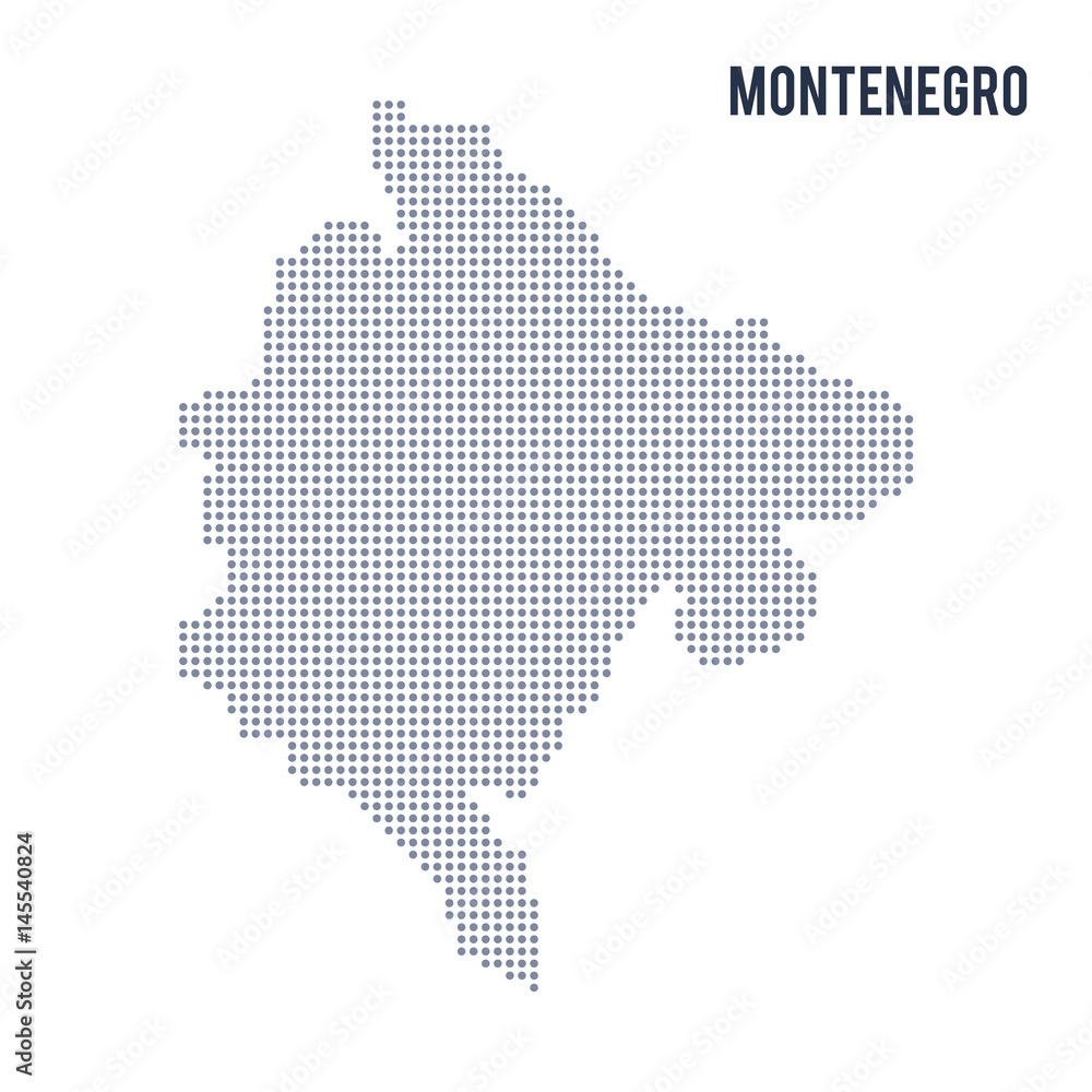 Vector dotted map of Montenegro isolated on white background .