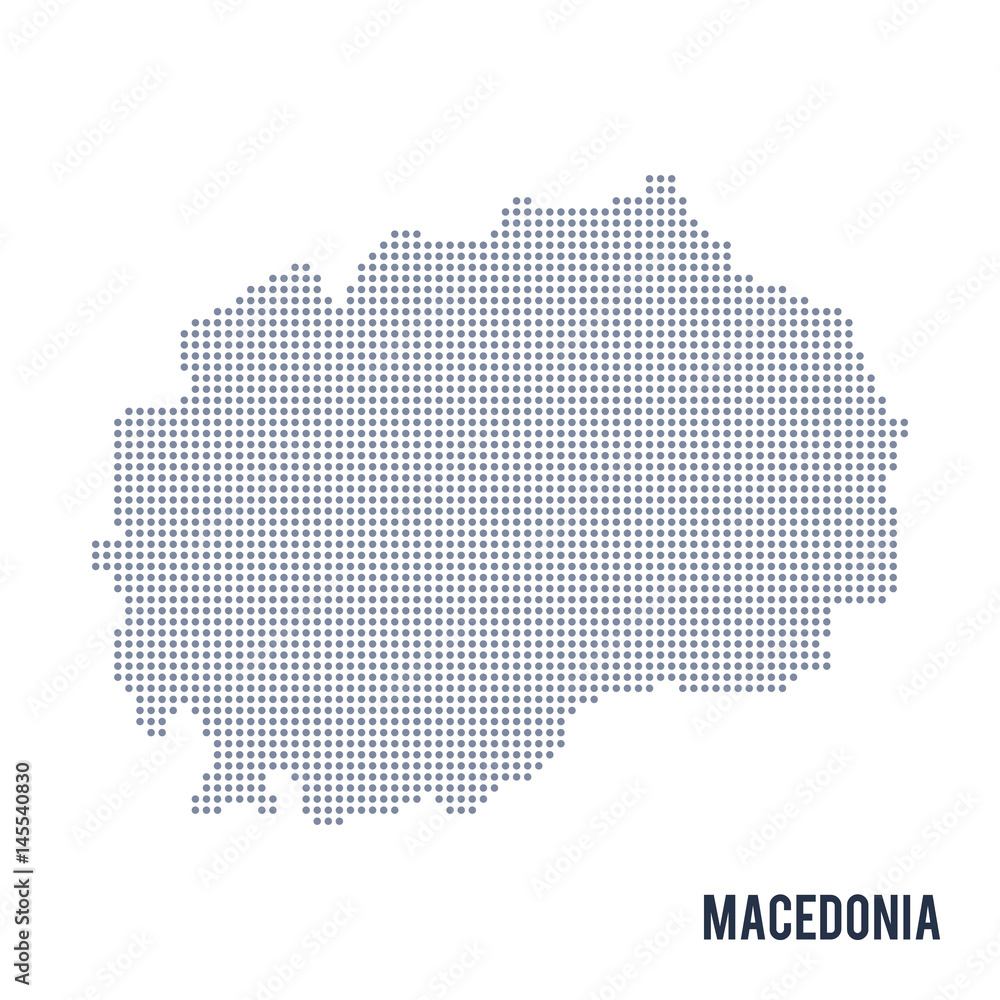 Vector dotted map of Macedonia isolated on white background .
