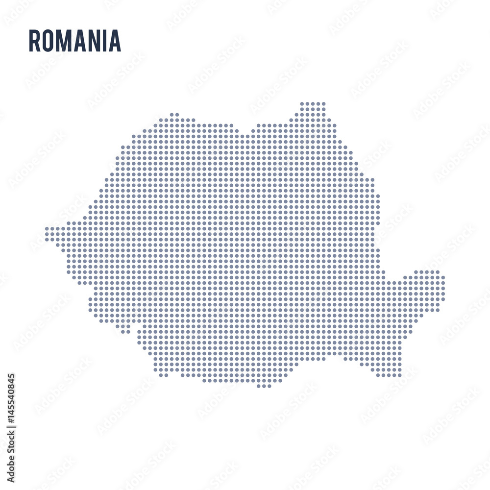 Vector dotted map of Romania isolated on white background .