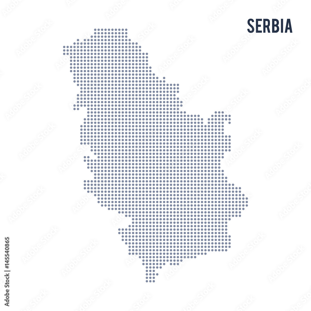 Vector dotted map of Serbia isolated on white background .