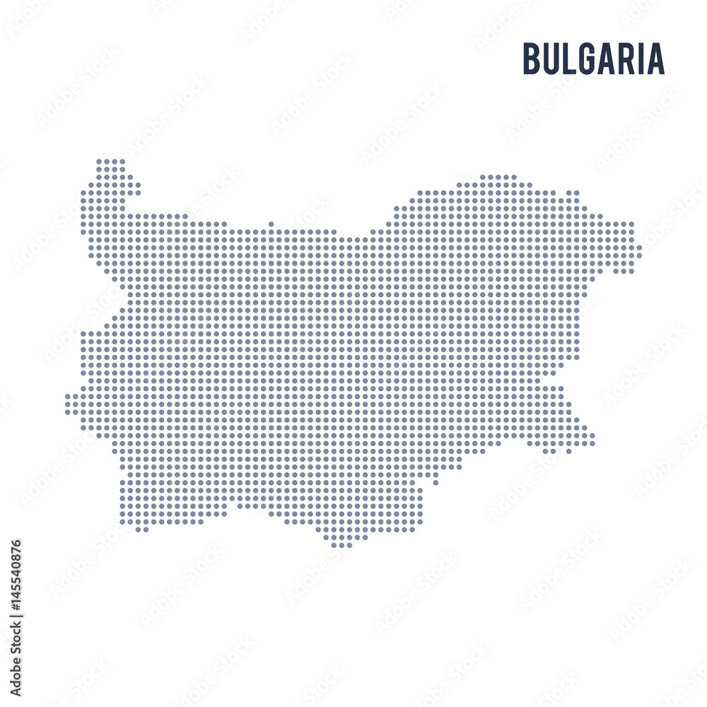 Vector dotted map of Bulgaria isolated on white background .