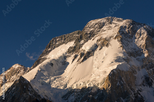 Broad peak mountain at sunset, Concordia camp, K2 trek, Pakistan photo